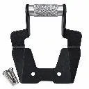 Soporte negro con rodillo plateado y tornillos.webp